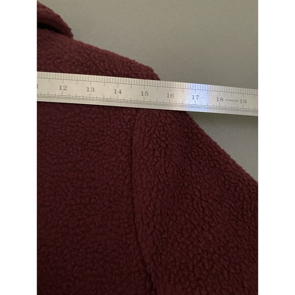 Denim‎ & Co Sherpa Jacket Womens Size XXS Dark Burgundy Long Length Warm Button - Picture 13 of 14